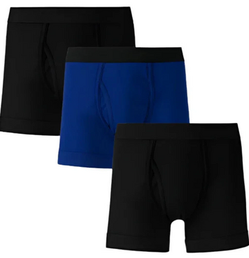 Men’s Cotton Boxers Underwear Pack of 3 – Black & Blue Soft Breathable